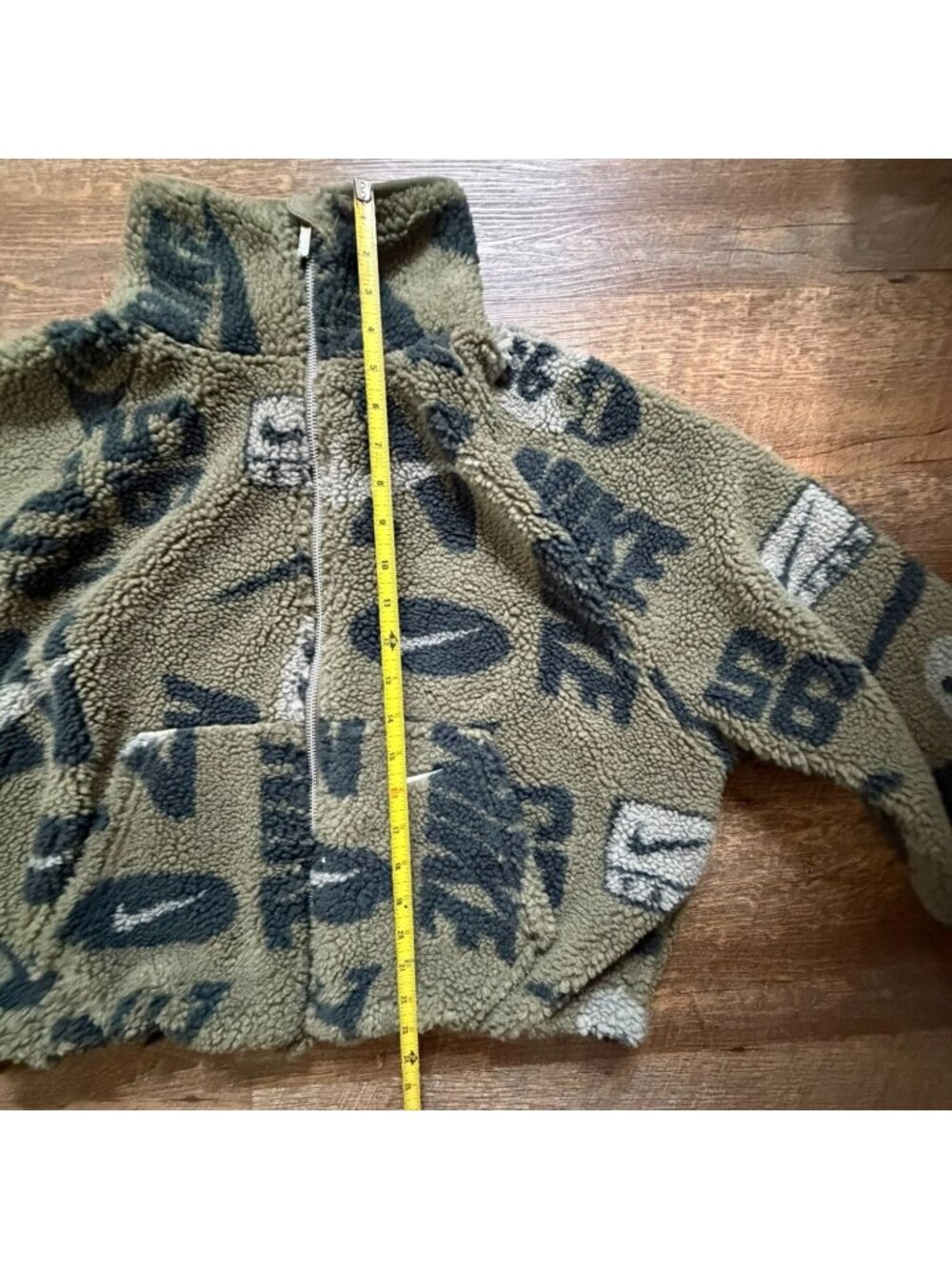 Nike Sportswear Men's High-Pile Sherpa Fleece Jacket Olive Logo Print XS - Picture 6 of 10